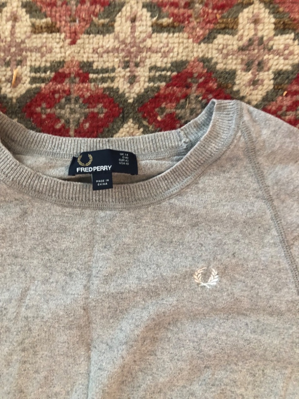 Fred Perry Raglan Sweater Dress Stretch Cotton/Cashmere Knit UK 14 US 10 - Picture 2 of 8
